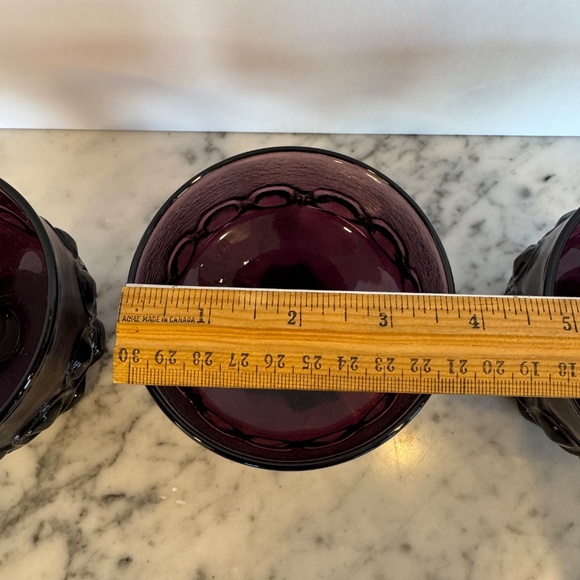 Set of 3 Tiffin Franciscan Madeira Glass Sherbet Cups. Vintage Amethyst Glass. - Picture 7 of 12